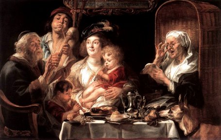 Jacob Jordaens: 'As the Old Sang the Young Play Pipes 1638' (Koninklijk Museum voor Schone Kunsten, Antwerp)